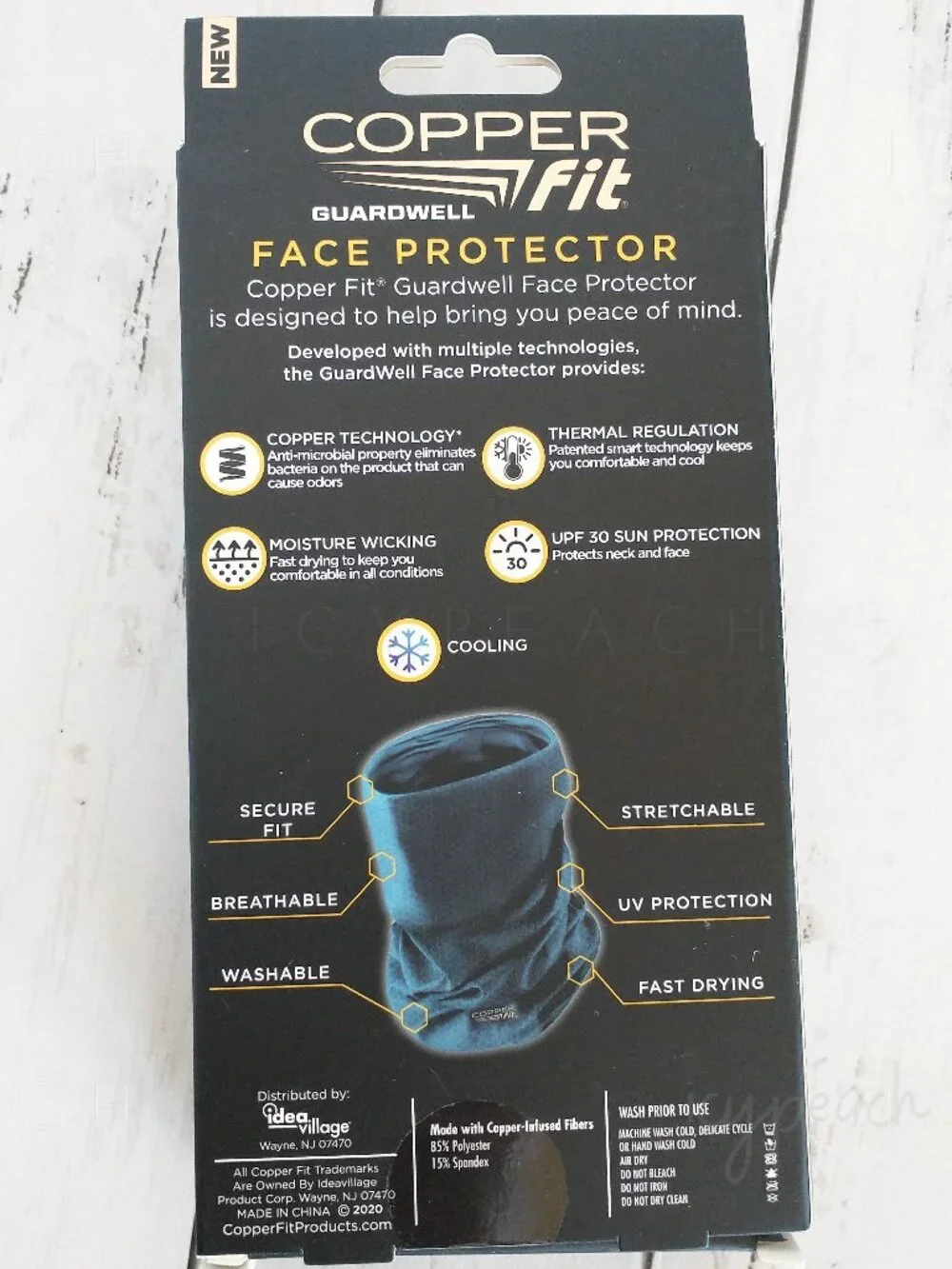 Copper Fit Guardwell Neck Gaiter UPF30 Adult OS Unisex New Face Protector Blue